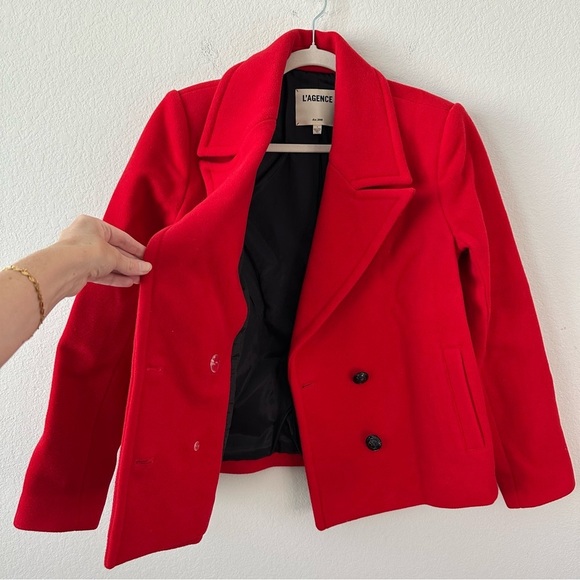 LAGENCE ATHENS CROPPED PEACOAT IN LAVA RED SZ US 4 - Picture 5 of 8